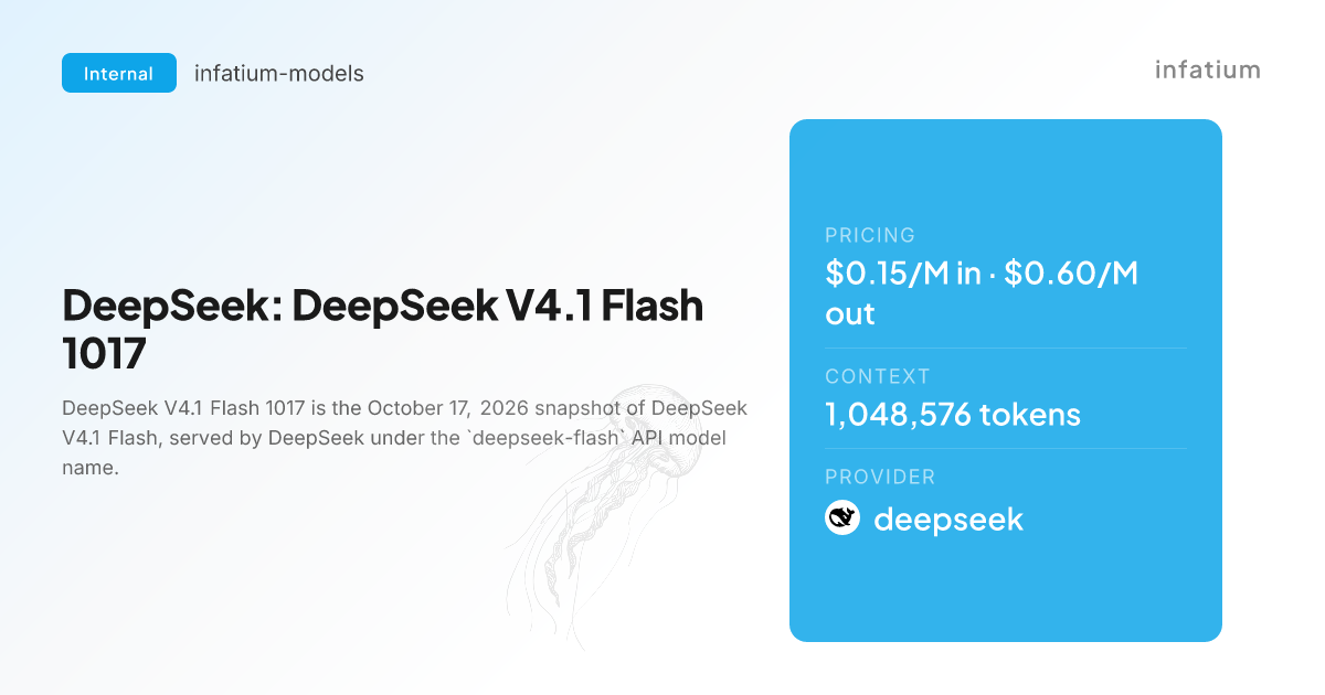 DeepSeek V4.1 Flash 1017 on OpenRouter